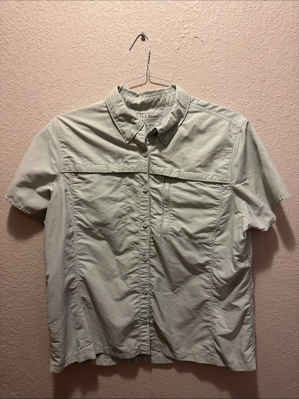L.L. Bean Short Sleeve Button-Up Shirt - Sage Green